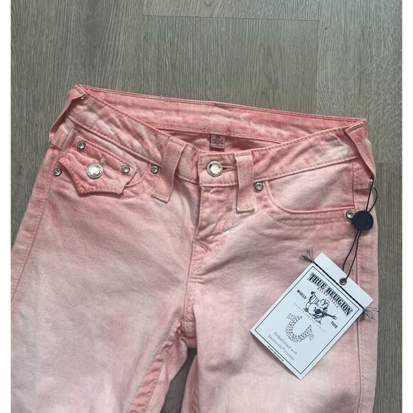 NWT True Religion Swarovski Crystals Leggings Pink Skinny Jeans Misses Size 25 - Picture 7 of 15